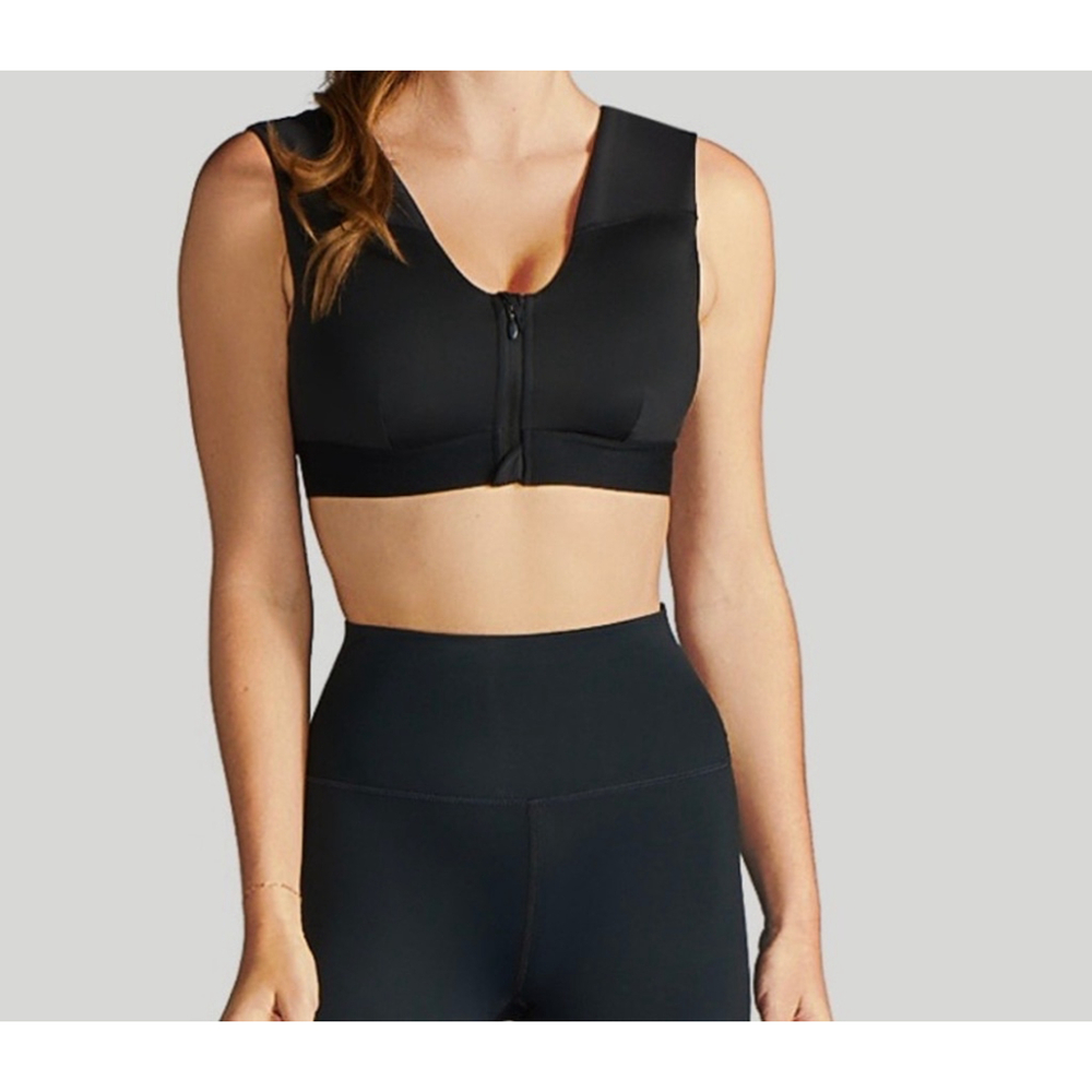 Women's Black Zip-Front Sports Bra